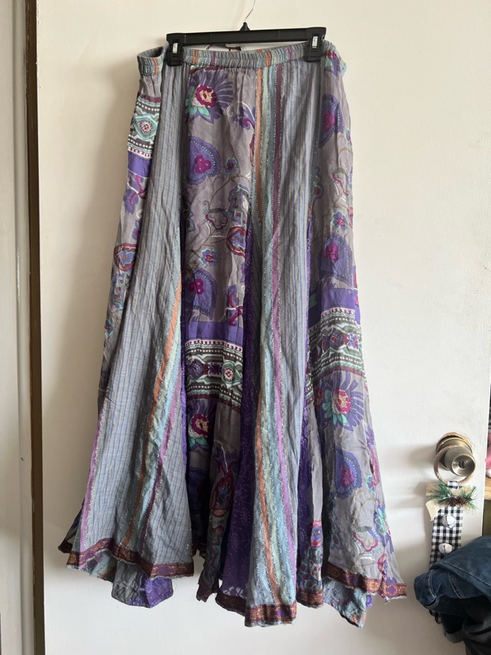 Soft Surroundings Lavender Patchwork A-Line Maxi Skirt